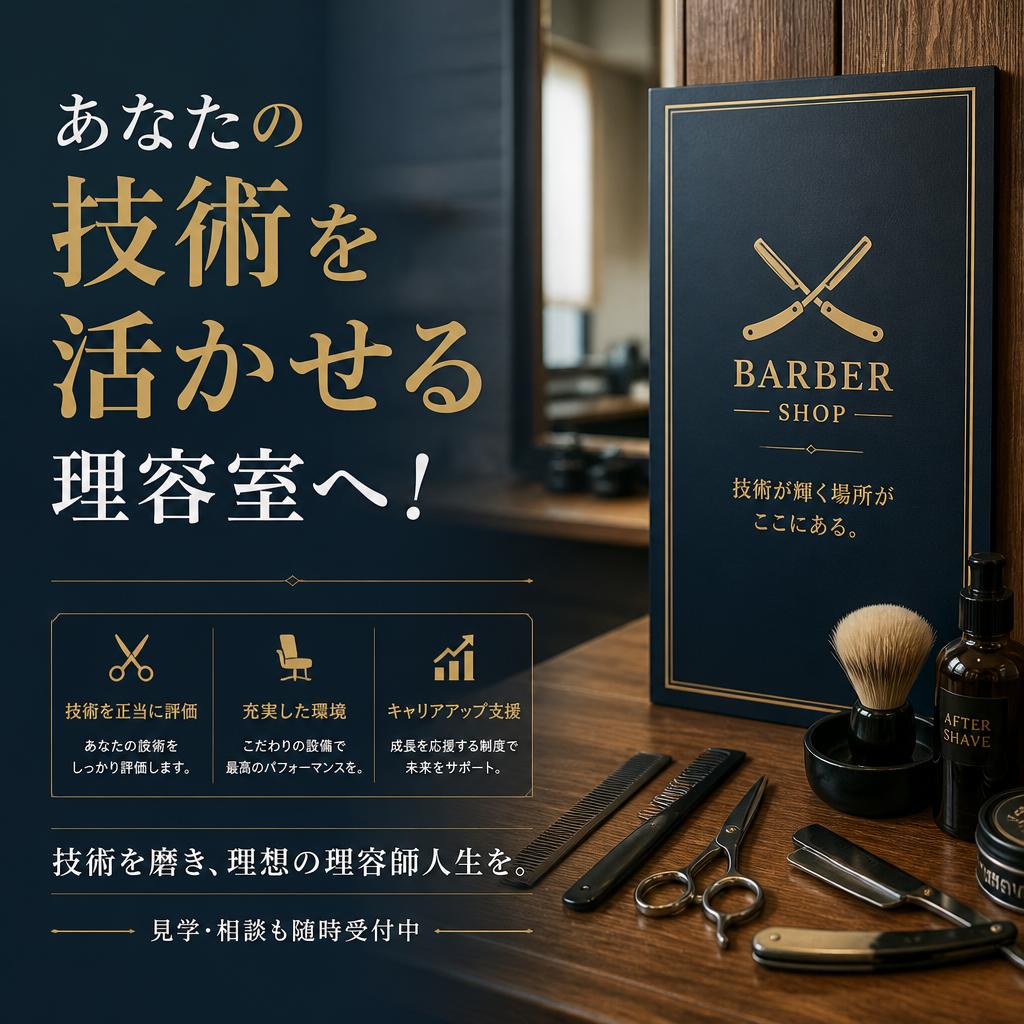 あなたの技術を活かせる理容室へ！