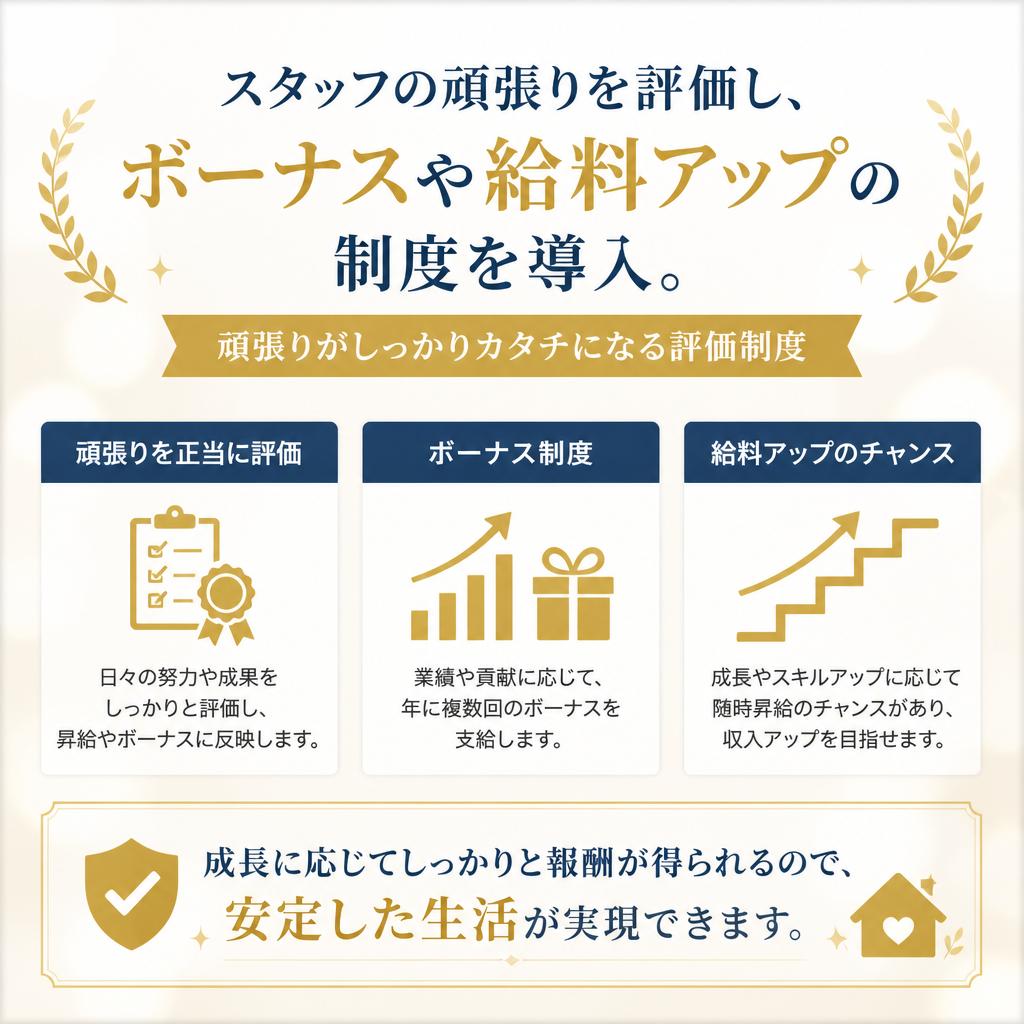 給料アップ制度で安心して働ける