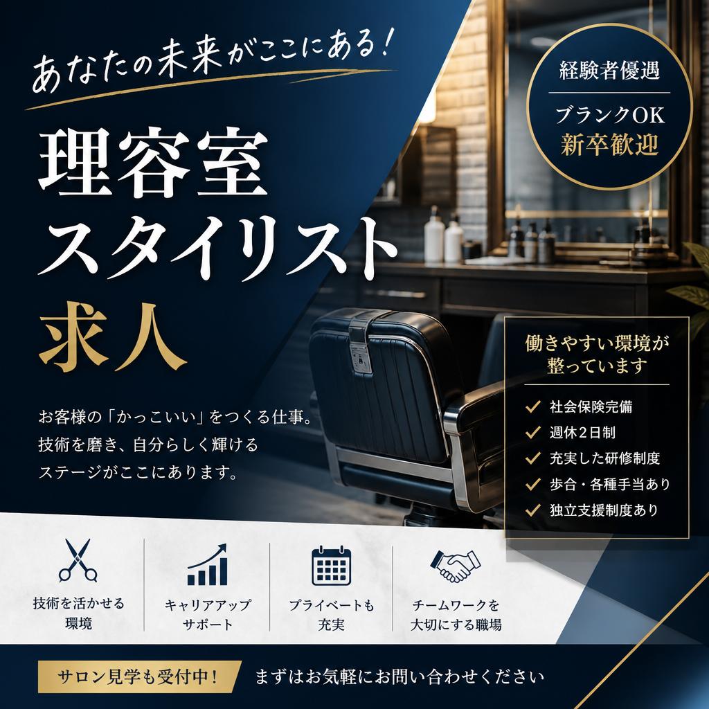 あなたの未来がここにある！理容室スタイリスト求人