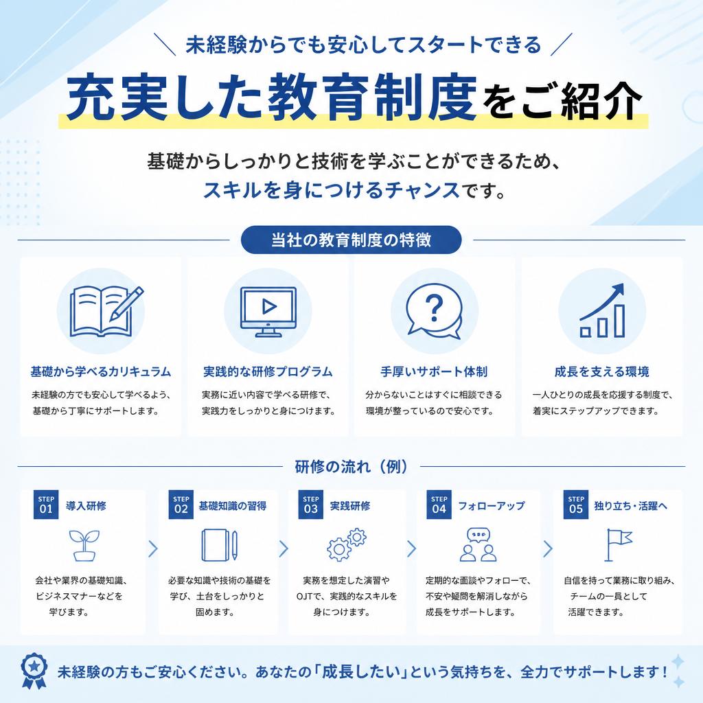 未経験でも安心の教育制度